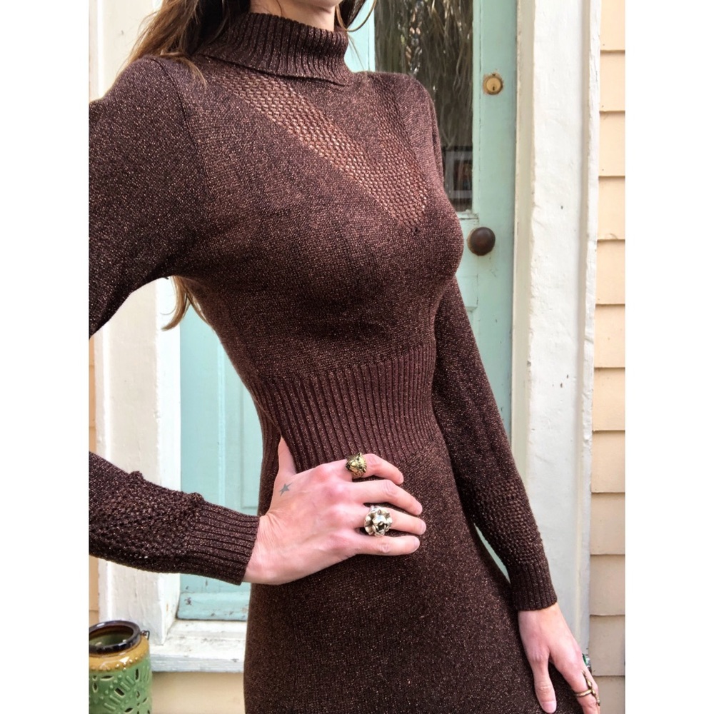 Wenjilli Vintage knit metallic bronze 70s maxi - Picture 7 of 8